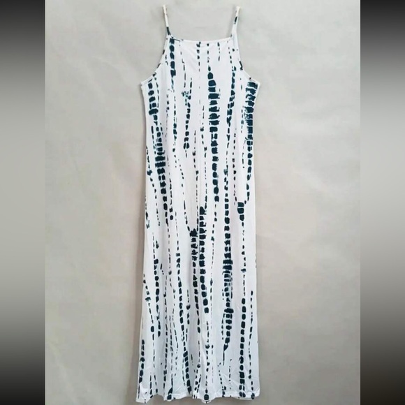 Boho Tie Dye Print V Neck Cami Tank Top Maxi Dress - Picture 2 of 5